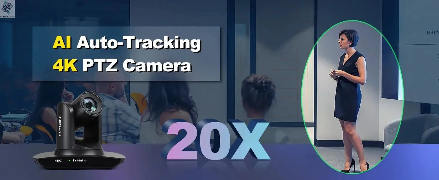 FoMaKo 4K PTZ Camera HDMI, AI Auto - Tracking,20X Optical Zoom(3pcs),KC602 Video Mixer Switcher,KC608 Pro PTZ Controller - Ai - TechWorld