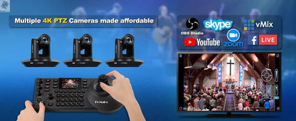 FoMaKo 4K PTZ Camera HDMI, AI Auto - Tracking,20X Optical Zoom(3pcs),KC602 Video Mixer Switcher,KC608 Pro PTZ Controller - Ai - TechWorld
