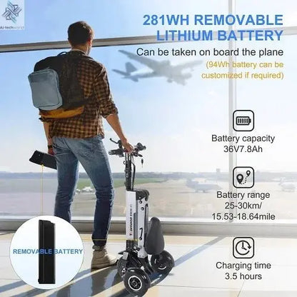 Folding Electric Tricycle Mobility Scooter for Adults and Seniors – 3 - Wheel Scooter with Reverse Function, LED Display, and 3 - Speed Modes - Ai - TechWorld