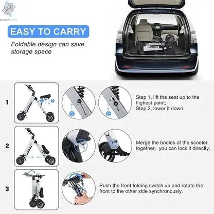 Folding Electric Tricycle Mobility Scooter for Adults and Seniors – 3 - Wheel Scooter with Reverse Function, LED Display, and 3 - Speed Modes - Ai - TechWorld