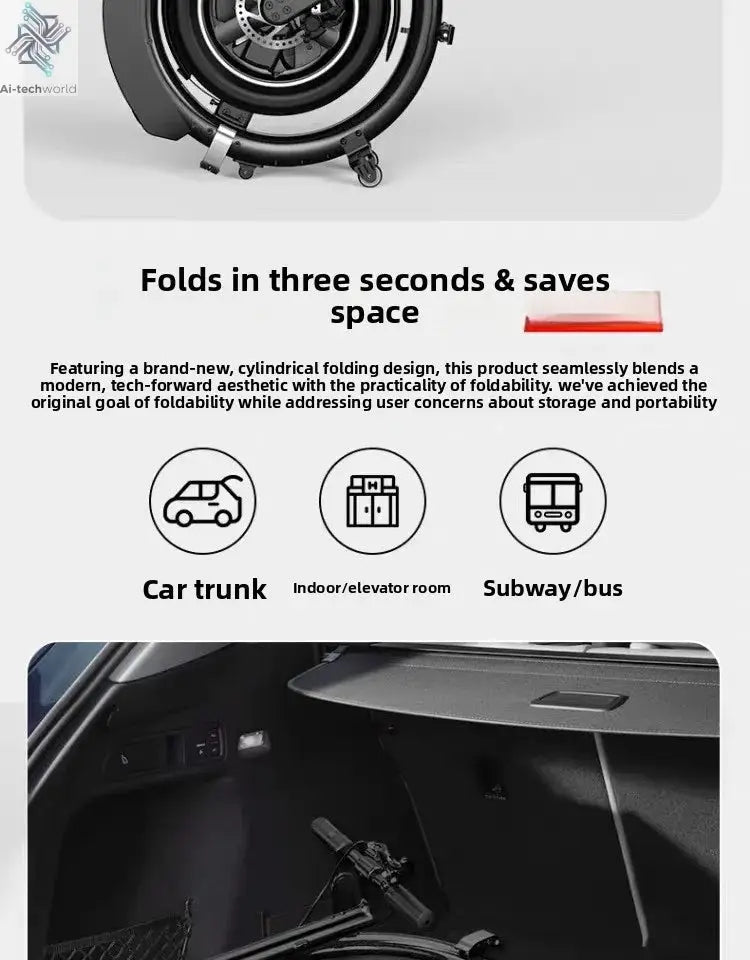 Folding electric bicycle, small, ultra-light and portable, transportation lithium batteries help drive battery cars Ai-TechWorld 