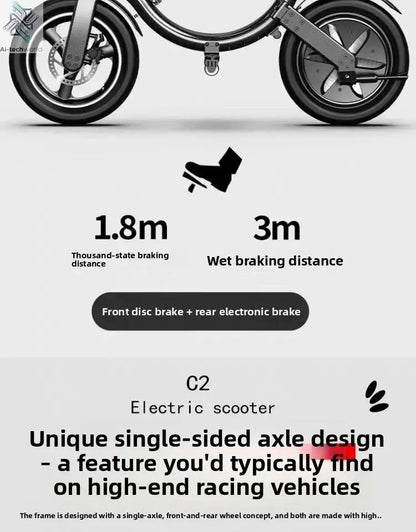Folding electric bicycle, small, ultra-light and portable, transportation lithium batteries help drive battery cars Ai-TechWorld 