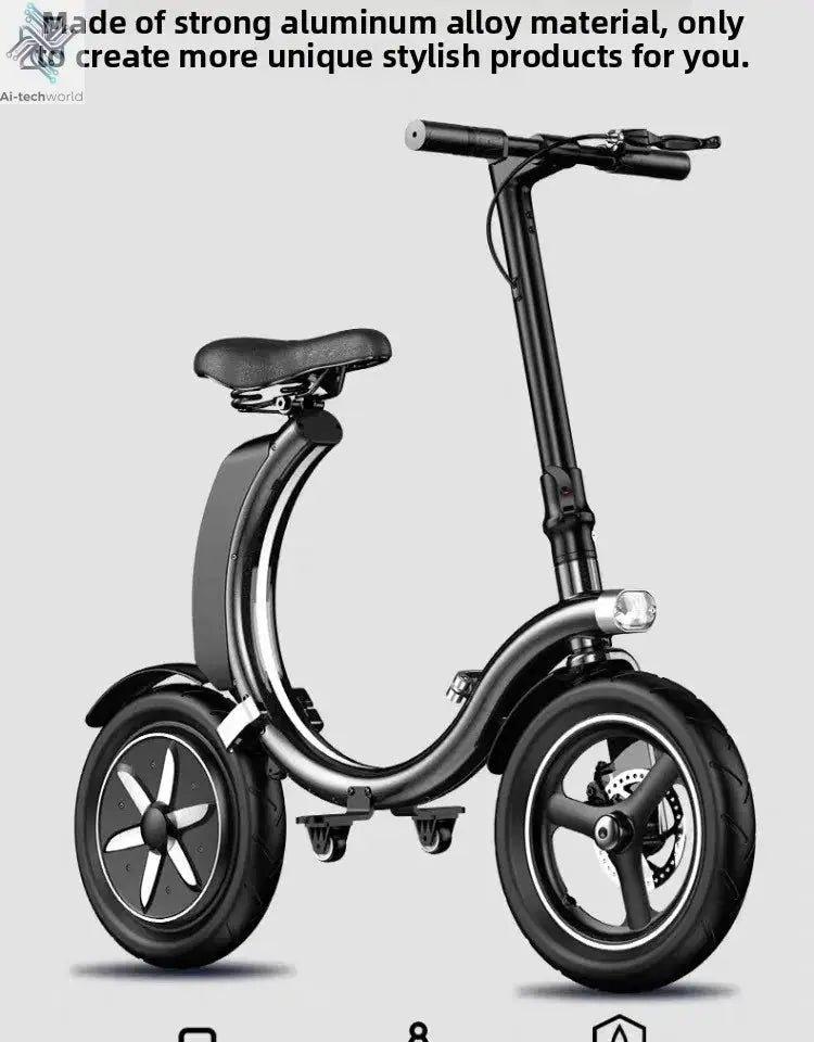 Folding electric bicycle, small, ultra-light and portable, transportation lithium batteries help drive battery cars Ai-TechWorld 