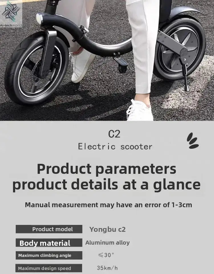 Folding electric bicycle, small, ultra-light and portable, transportation lithium batteries help drive battery cars Ai-TechWorld 