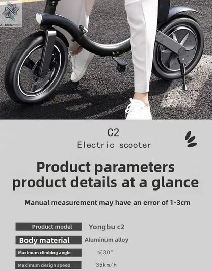 Folding electric bicycle, small, ultra-light and portable, transportation lithium batteries help drive battery cars Ai-TechWorld 