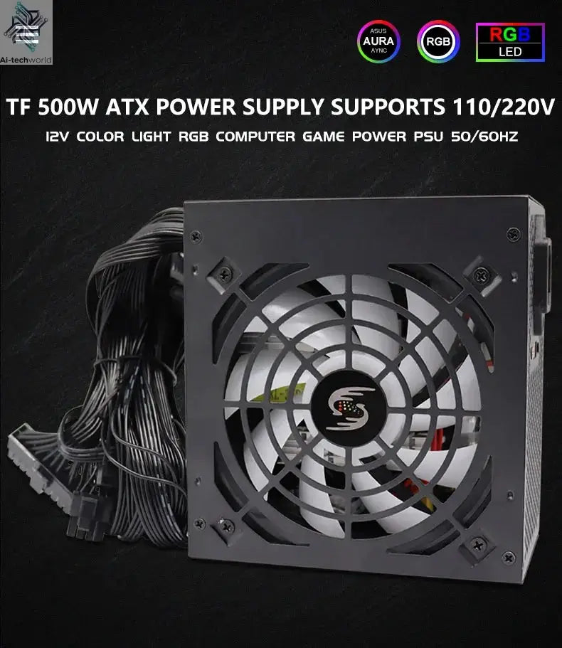 Fonte 500w PSU12V PC Power Sources For Office 500W 24pin ATX Computer Power Supply PSU 500W PC Gaming Power PC Gamer Source Game Ai-TechWorld 