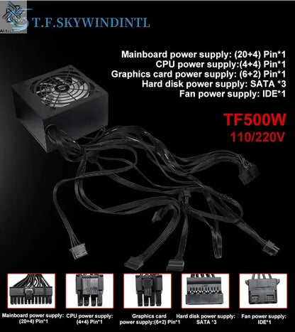 Fonte 500w PSU12V PC Power Sources For Office 500W 24pin ATX Computer Power Supply PSU 500W PC Gaming Power PC Gamer Source Game Ai-TechWorld 