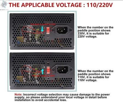 Fonte 500w PSU12V PC Power Sources For Office 500W 24pin ATX Computer Power Supply PSU 500W PC Gaming Power PC Gamer Source Game Ai-TechWorld 