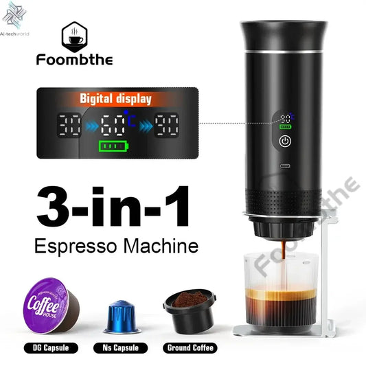Foombthe Portable Espresso Coffee Machine With Digital Display 3-in-1 Capsule Coffee Maker for Car & Home Camping Coffee Maker Ai-TechWorld 