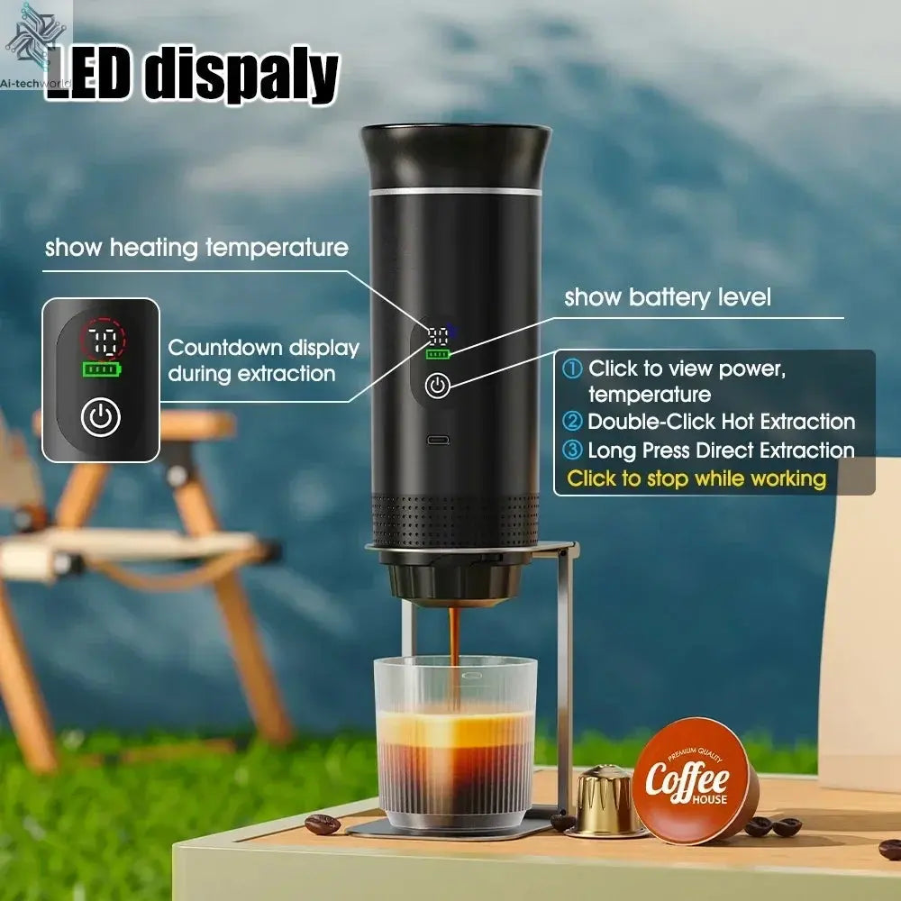 Foombthe Portable Espresso Coffee Machine With Digital Display 3-in-1 Capsule Coffee Maker for Car & Home Camping Coffee Maker Ai-TechWorld 