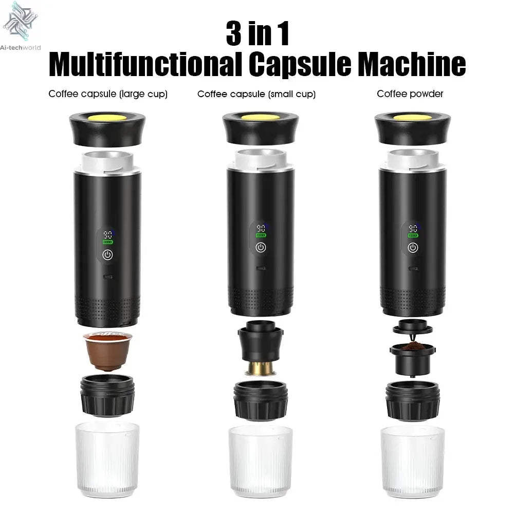 Foombthe Portable Espresso Coffee Machine With Digital Display 3-in-1 Capsule Coffee Maker for Car & Home Camping Coffee Maker Ai-TechWorld 