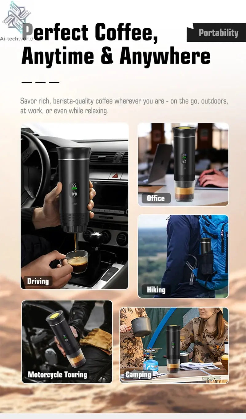 Foombthe Portable Espresso Coffee Machine With Digital Display 3-in-1 Capsule Coffee Maker for Car & Home Camping Coffee Maker Ai-TechWorld 
