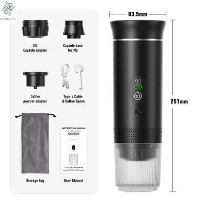 Foombthe Portable Espresso Coffee Machine With Digital Display 3-in-1 Capsule Coffee Maker for Car & Home Camping Coffee Maker Ai-TechWorld 