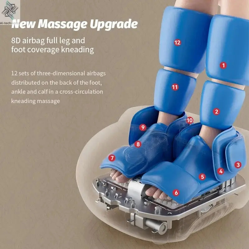 Foot Massage Machine Multifunctional Electric Kneading Heating Roller 8D Airbag Compress Foot Calf Massager For Health Care Gift Ai-TechWorld 