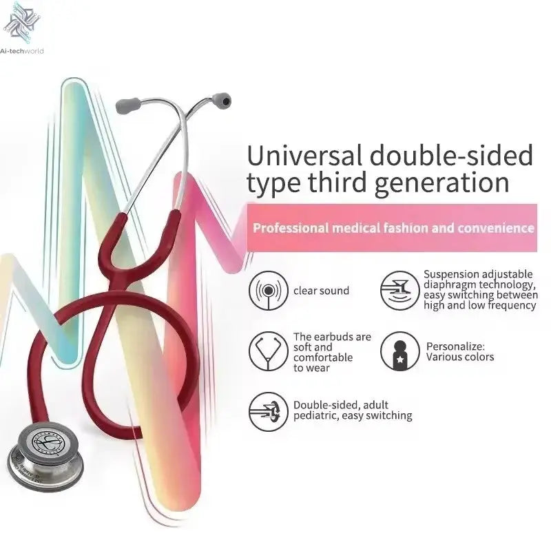 For Littmann Classic III Stethoscope Dual Head Professional Medical Tunable Diaphragm Stethoscope For Doctor Health Care Ai-TechWorld 