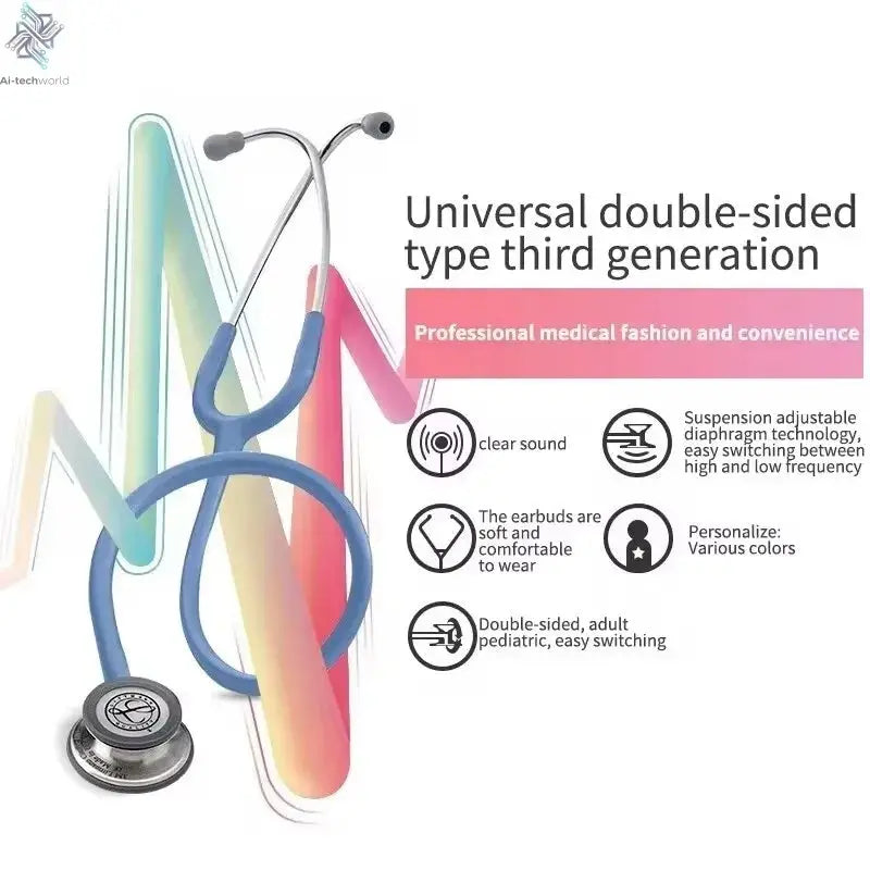 For Littmann Classic III Stethoscope Dual Head Professional Medical Tunable Diaphragm Stethoscope For Doctor Health Care Ai-TechWorld 