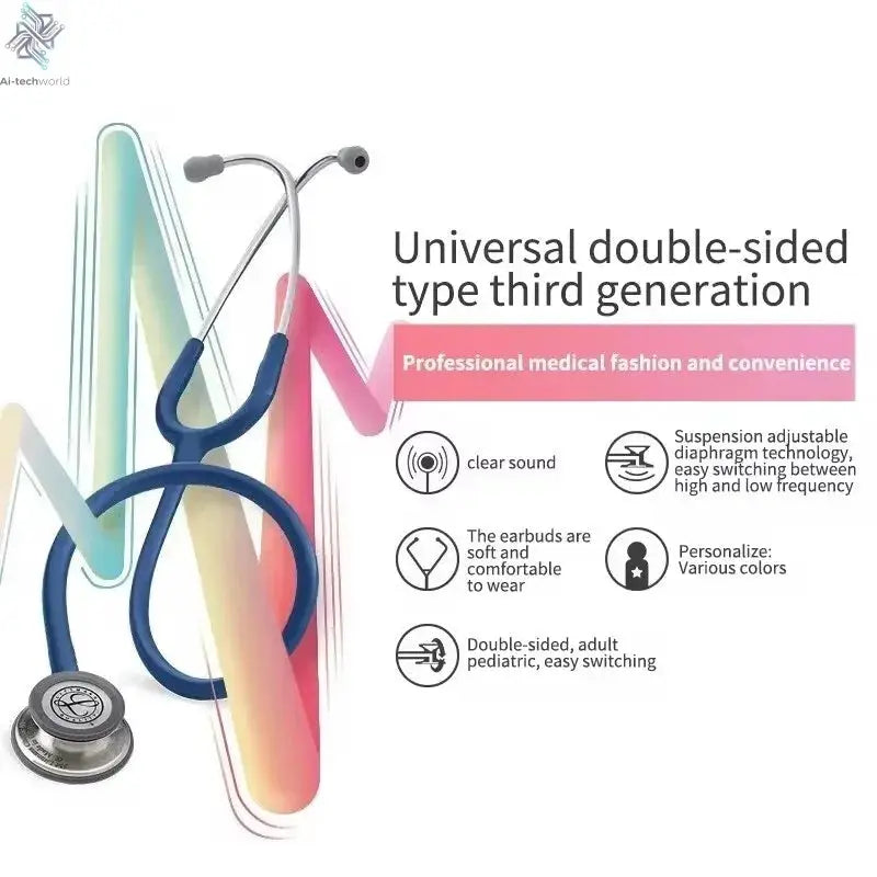 For Littmann Classic III Stethoscope Dual Head Professional Medical Tunable Diaphragm Stethoscope For Doctor Health Care Ai-TechWorld 