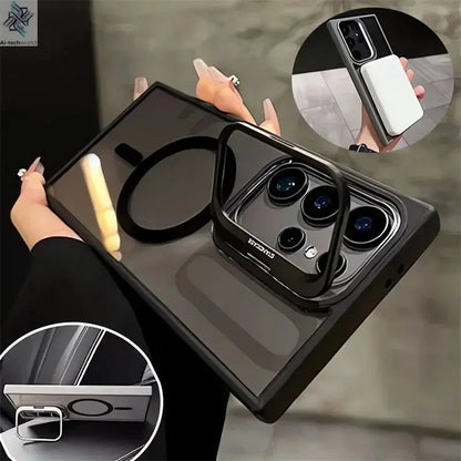 For Magsafe Hidden Holder Clear Case For Samsung Galaxy S25 S24 Ultra S22 Plus S23 FE Shockproof Magnetic Wirelesss Charge Cover - Ai - TechWorld