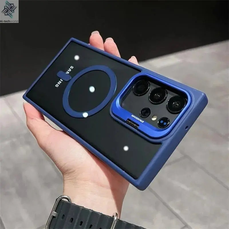 For Magsafe Hidden Holder Clear Case For Samsung Galaxy S25 S24 Ultra S22 Plus S23 FE Shockproof Magnetic Wirelesss Charge Cover - Ai - TechWorld