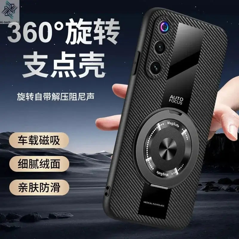 For Nubia Red Magic 10 Air Case Magnetic 360° Rotate Ring Holder PU Leather Silicone Back Cover For RedMagic 10 Air Shell Ai-TechWorld 