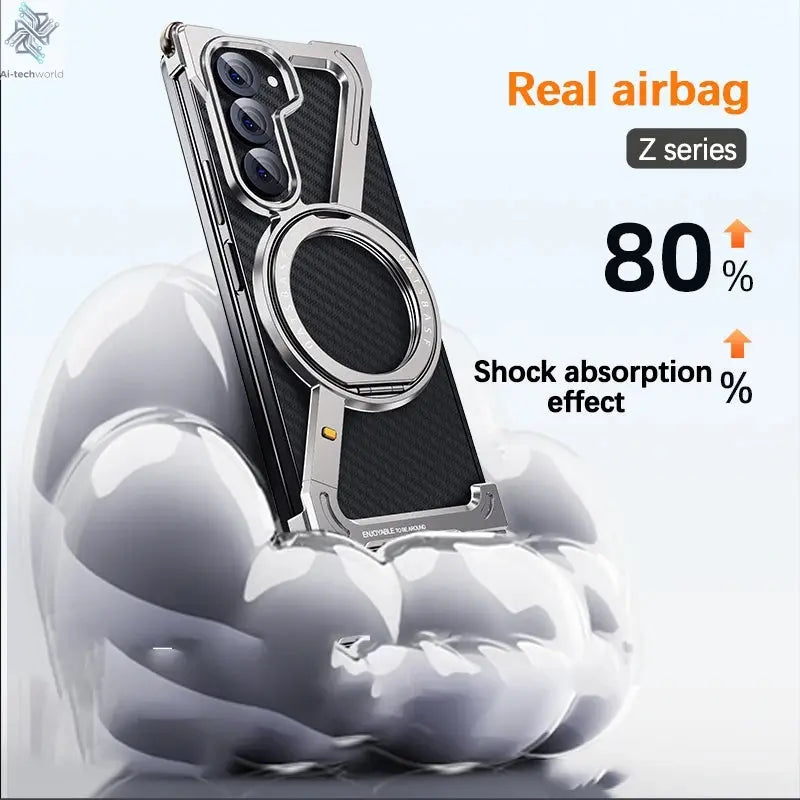 For Samsung Z Fold 7 6 5 Aluminum Alloy Frame 360° Magnetic Holder Magsafe Case For Galaxy Z Fold 6 Metal Frameless Bumper Cover Ai-TechWorld 