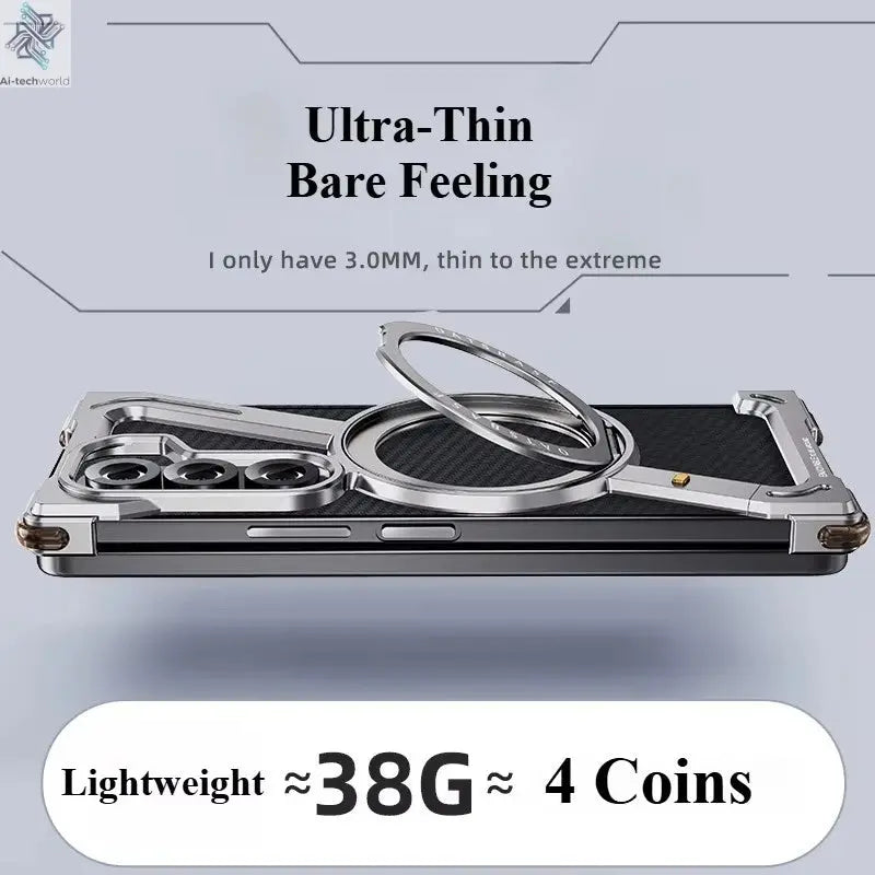 For Samsung Z Fold 7 6 5 Aluminum Alloy Frame 360° Magnetic Holder Magsafe Case For Galaxy Z Fold 6 Metal Frameless Bumper Cover Ai-TechWorld 