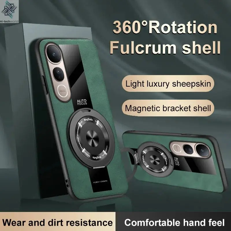 For VIVO V60 Lite Case New High-end Plain Leather 360 Rotating Stand Anti-drop Cover For VIVO V60 Anti-scratch Bumper Funda Ai-TechWorld 