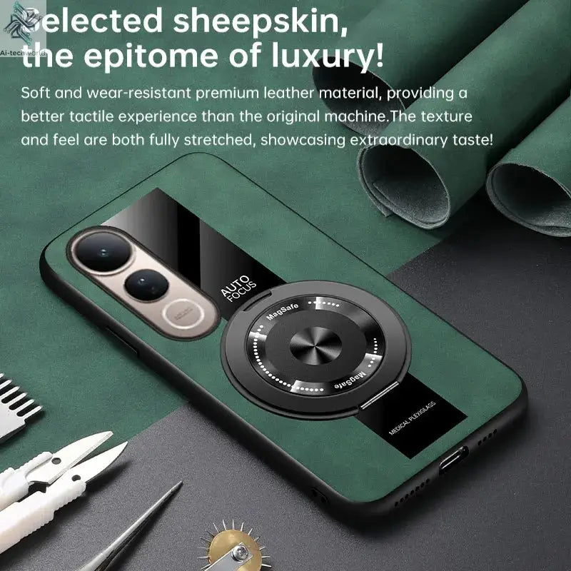 For VIVO V60 Lite Case New High-end Plain Leather 360 Rotating Stand Anti-drop Cover For VIVO V60 Anti-scratch Bumper Funda Ai-TechWorld 