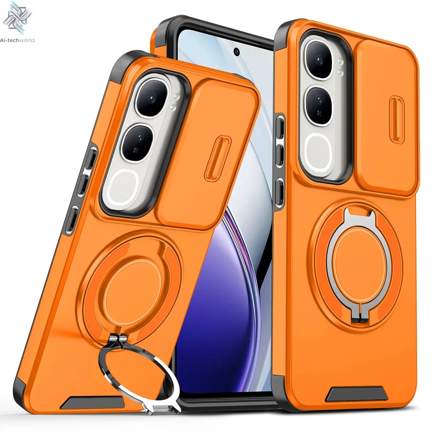 For Vivo V40 V50 V60 Lite Y200 S19 Pro Luxury lens sliding cover rotating ring phone case magnetic charging protective cover Ai-TechWorld 