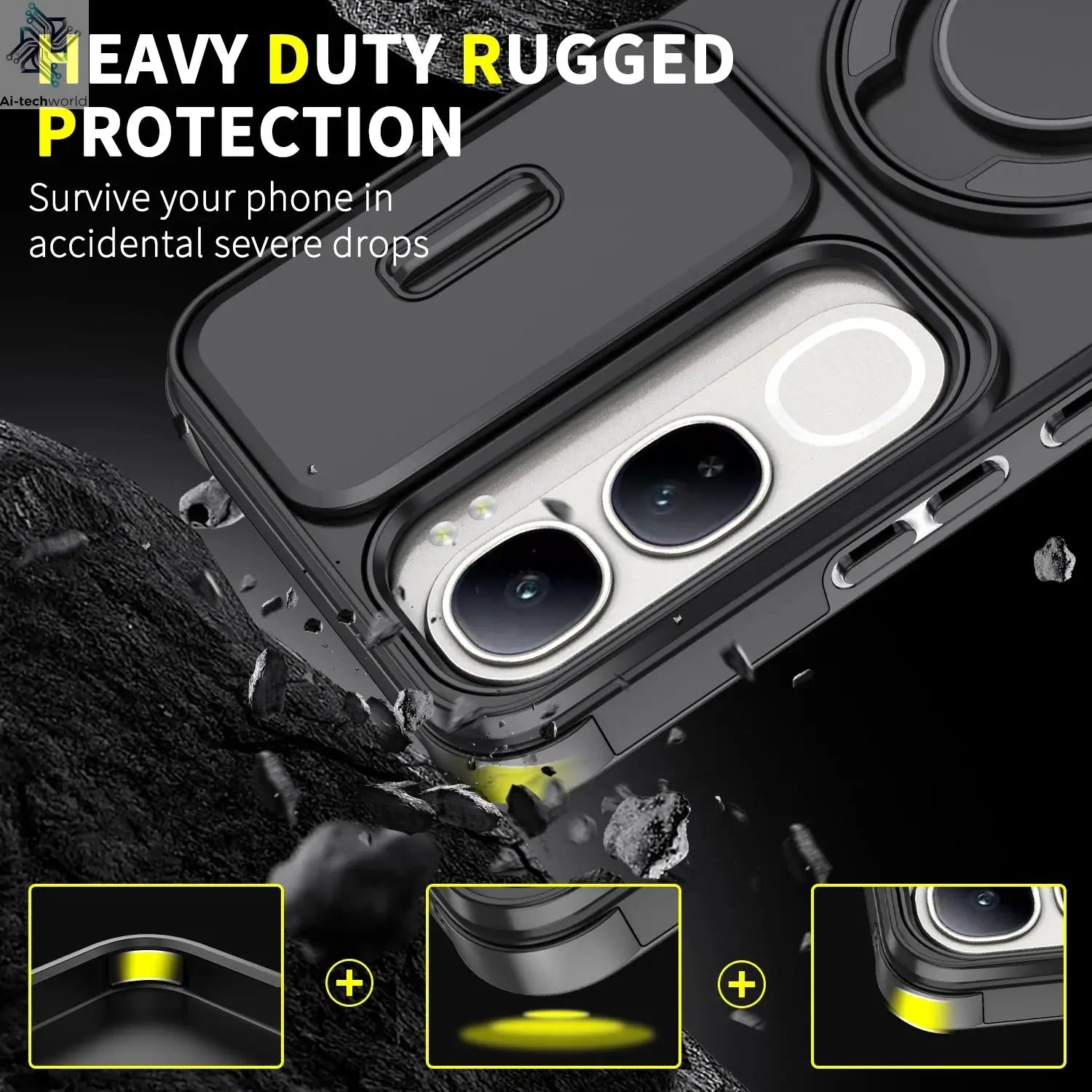 For Vivo V40 V50 V60 Lite Y200 S19 Pro Luxury lens sliding cover rotating ring phone case magnetic charging protective cover Ai-TechWorld 