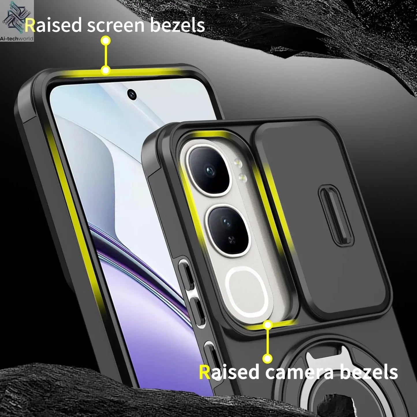 For Vivo V40 V50 V60 Lite Y200 S19 Pro Luxury lens sliding cover rotating ring phone case magnetic charging protective cover Ai-TechWorld 