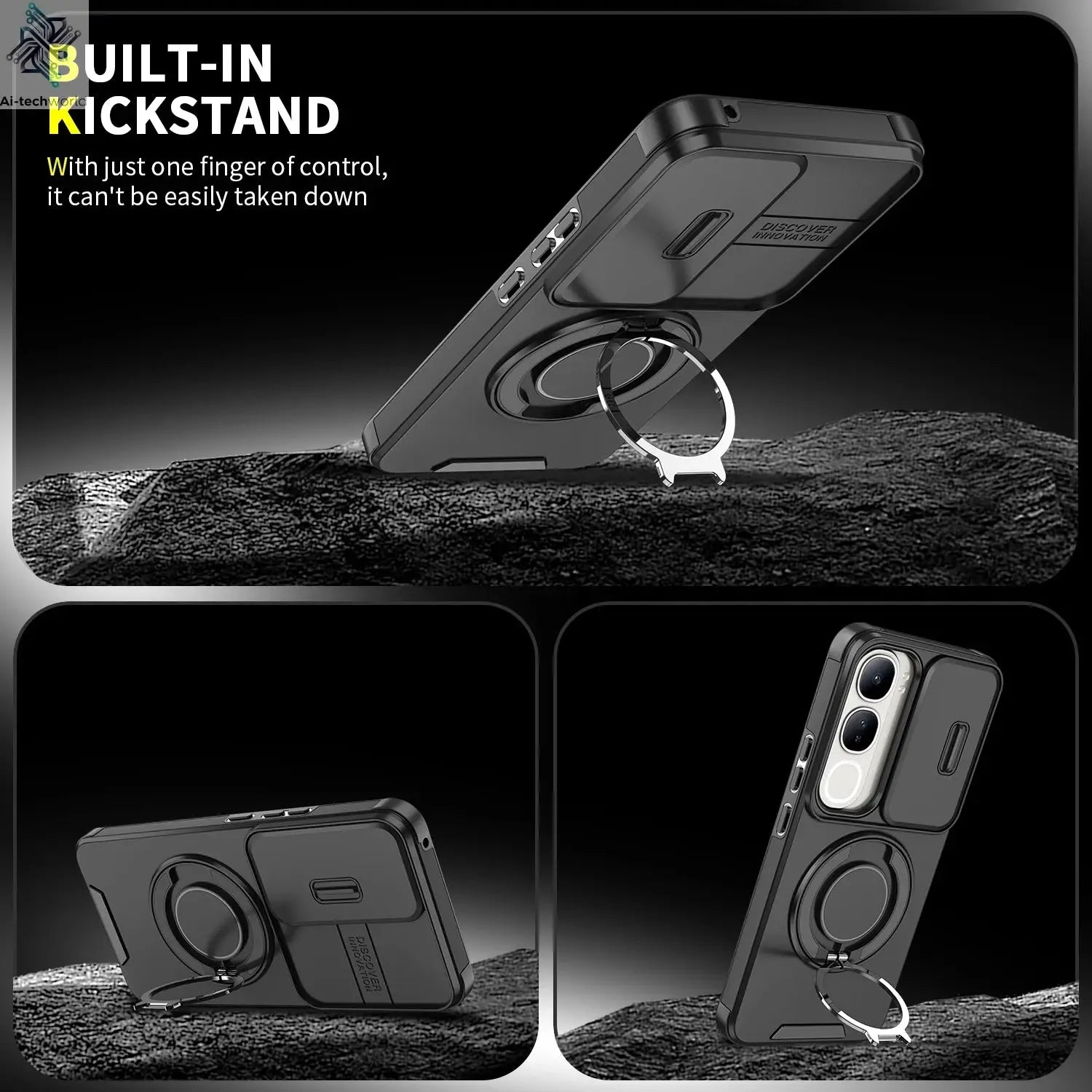For Vivo V40 V50 V60 Lite Y200 S19 Pro Luxury lens sliding cover rotating ring phone case magnetic charging protective cover Ai-TechWorld 