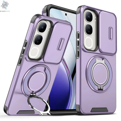 For Vivo V40 V50 V60 Lite Y200 S19 Pro Luxury lens sliding cover rotating ring phone case magnetic charging protective cover Ai-TechWorld 