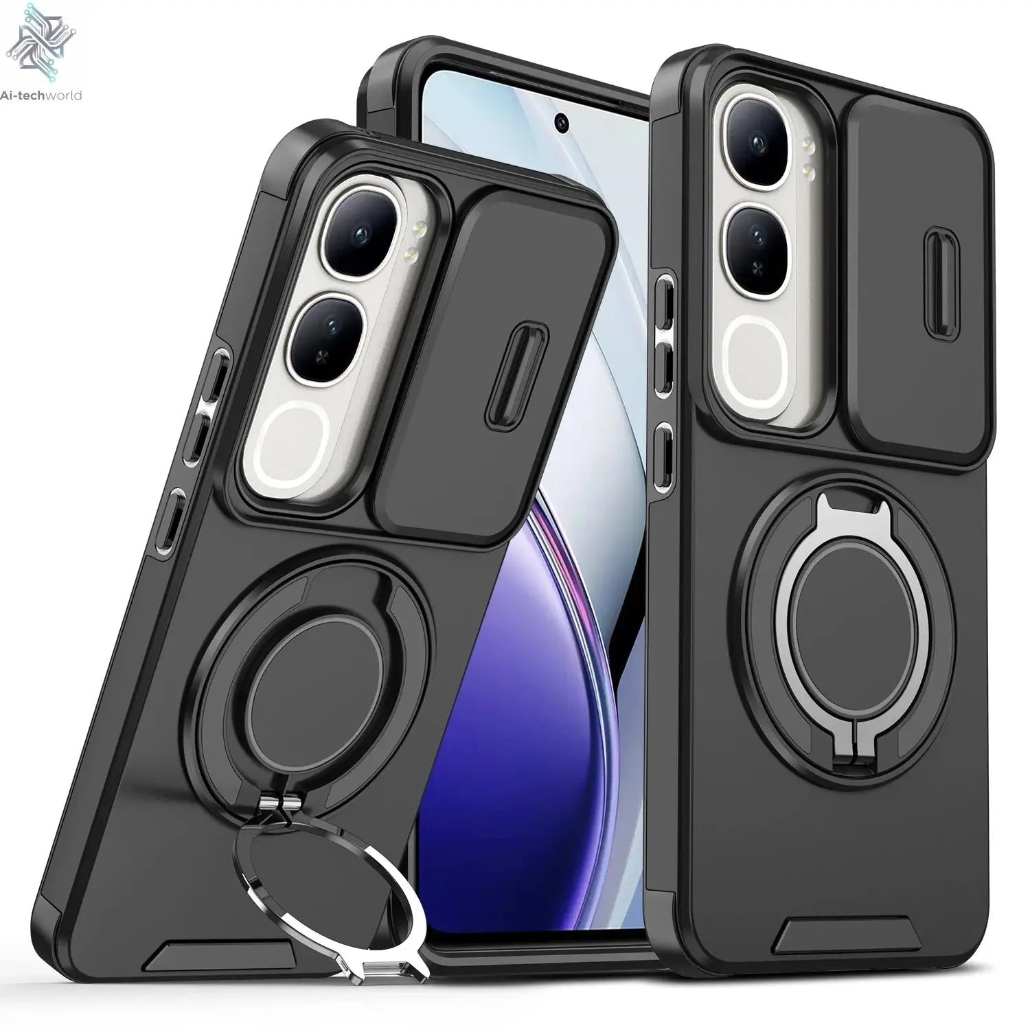For Vivo V40 V50 V60 Lite Y200 S19 Pro Luxury lens sliding cover rotating ring phone case magnetic charging protective cover Ai-TechWorld 