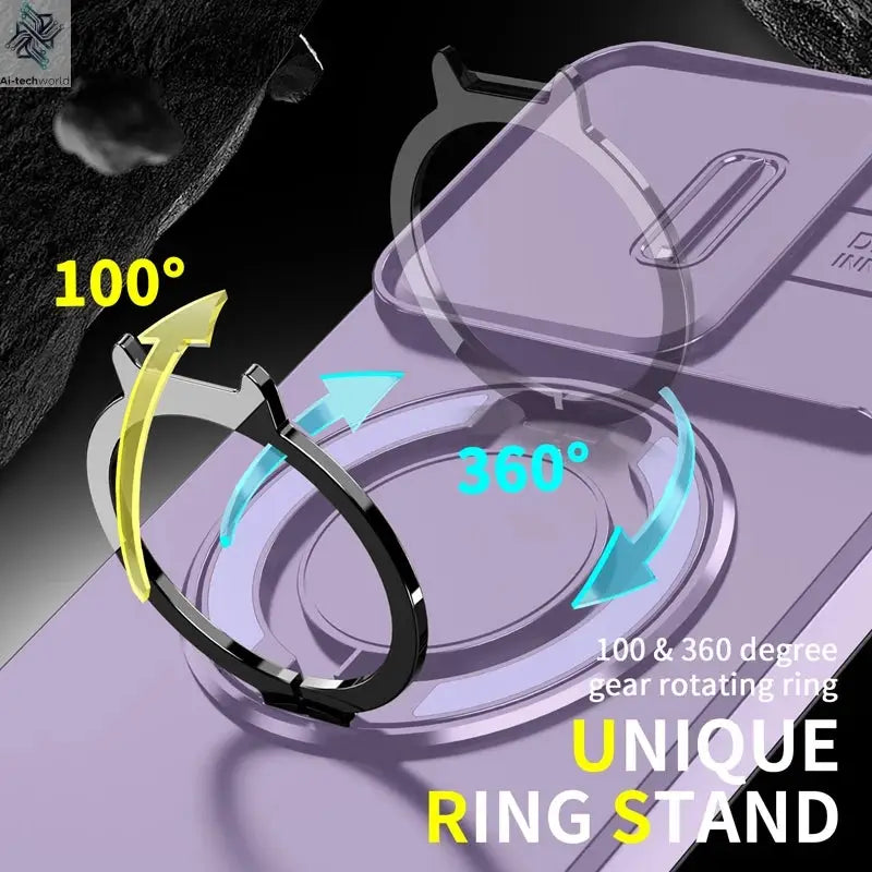 For Vivo V60 Lite 5G Case ELVEV Anti-drop Heavy Duty Hard PC Sliding Lens Window Rotating Stand Phone Cover Ai-TechWorld 