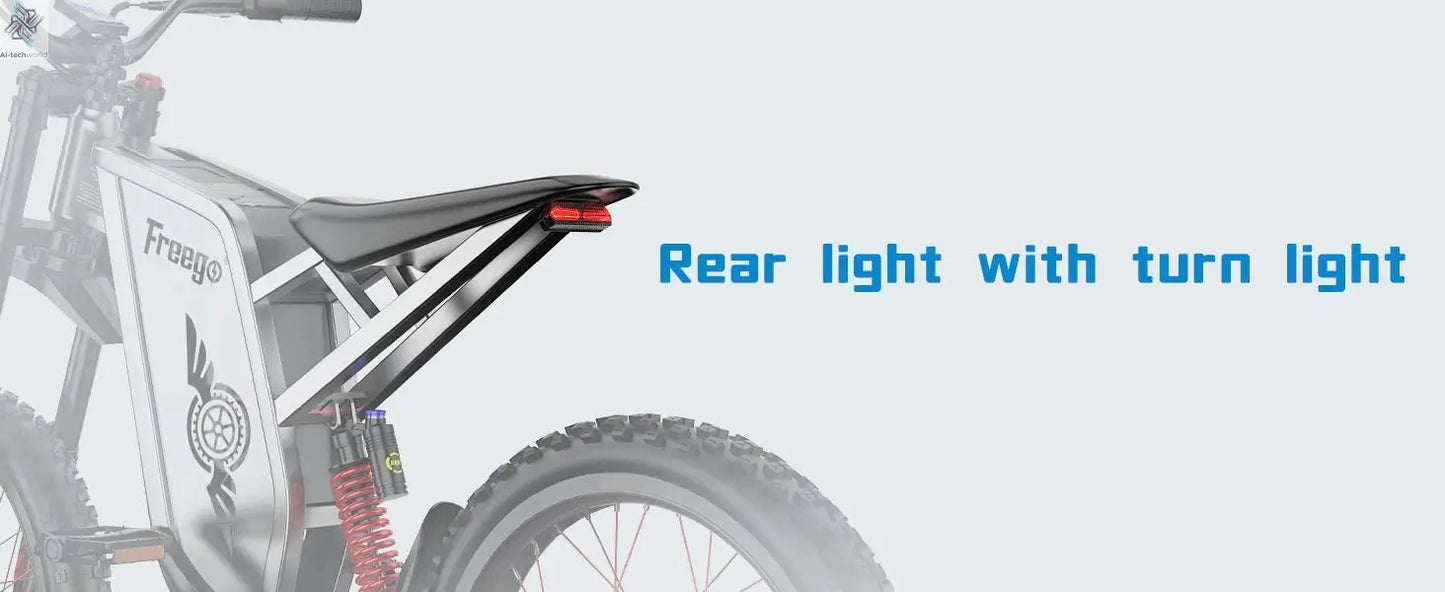 Four-Piston Hydraulic Brake Electric Dirt Bike 6000W Electric Motor 60V/30Ah 50MPH/7 Speed Off Road E-Bicycle Full Suspension Ai-TechWorld 