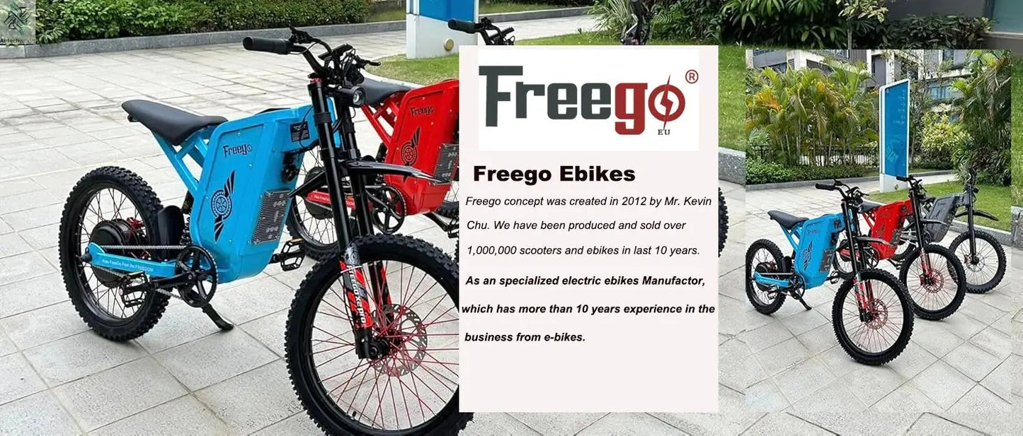 Four-Piston Hydraulic Brake Electric Dirt Bike 6000W Electric Motor 60V/30Ah 50MPH/7 Speed Off Road E-Bicycle Full Suspension Ai-TechWorld 
