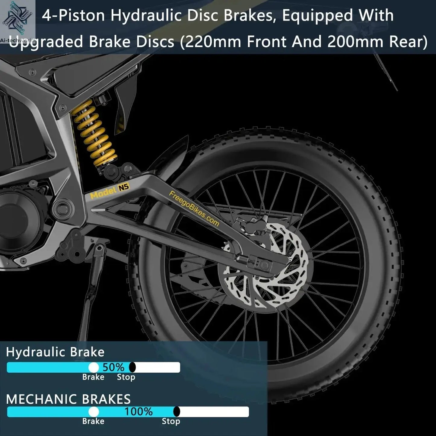 Freego Electric Dirt Bike 72V 40Ah 8000W Peak Mid-Drive Motor 53 MPH Electric Motorbike Motorcycle 4-Piston Hydraulic Brakes - Ai-TechWorld