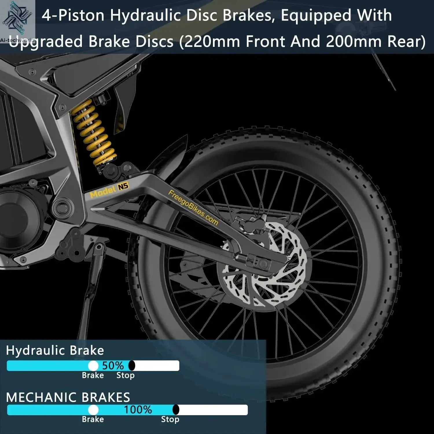 Freego Electric Dirt Bike 72V 40Ah 8000W Peak Mid-Drive Motor 53 MPH Electric Motorbike Motorcycle 4-Piston Hydraulic Brakes - Ai-TechWorld