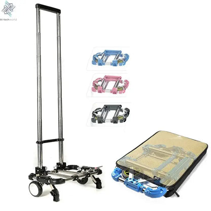 Full folding stainless steel luggage car Bearing capacity 30kg luggage Easy to carry trolley suitcase  Schoolbags shopping carts Ai-TechWorld 
