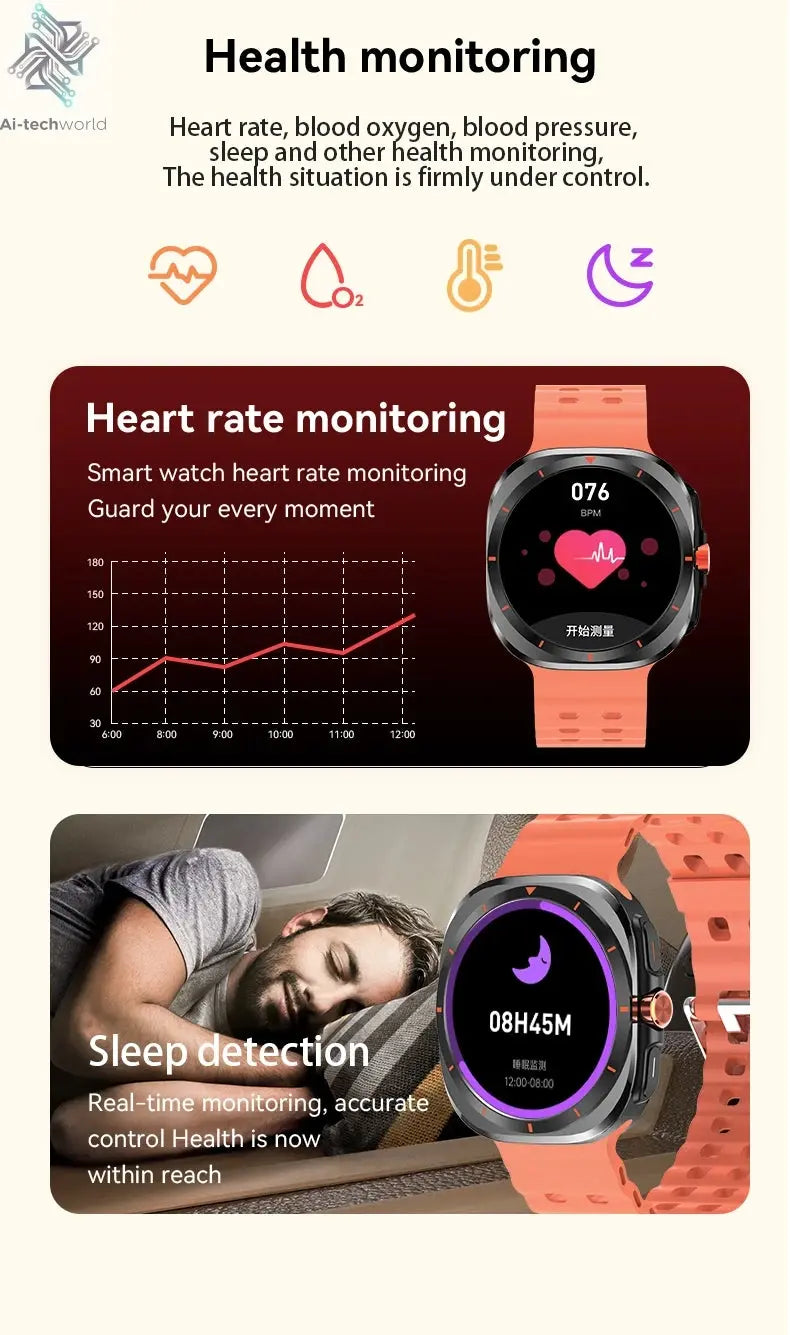 G.L Wear 2025 New Smartwatch for Men Heart Rate Monitoring Bluetooth Calling Fitness Tracking Pedometer Men's Smartwatch Ai-TechWorld 
