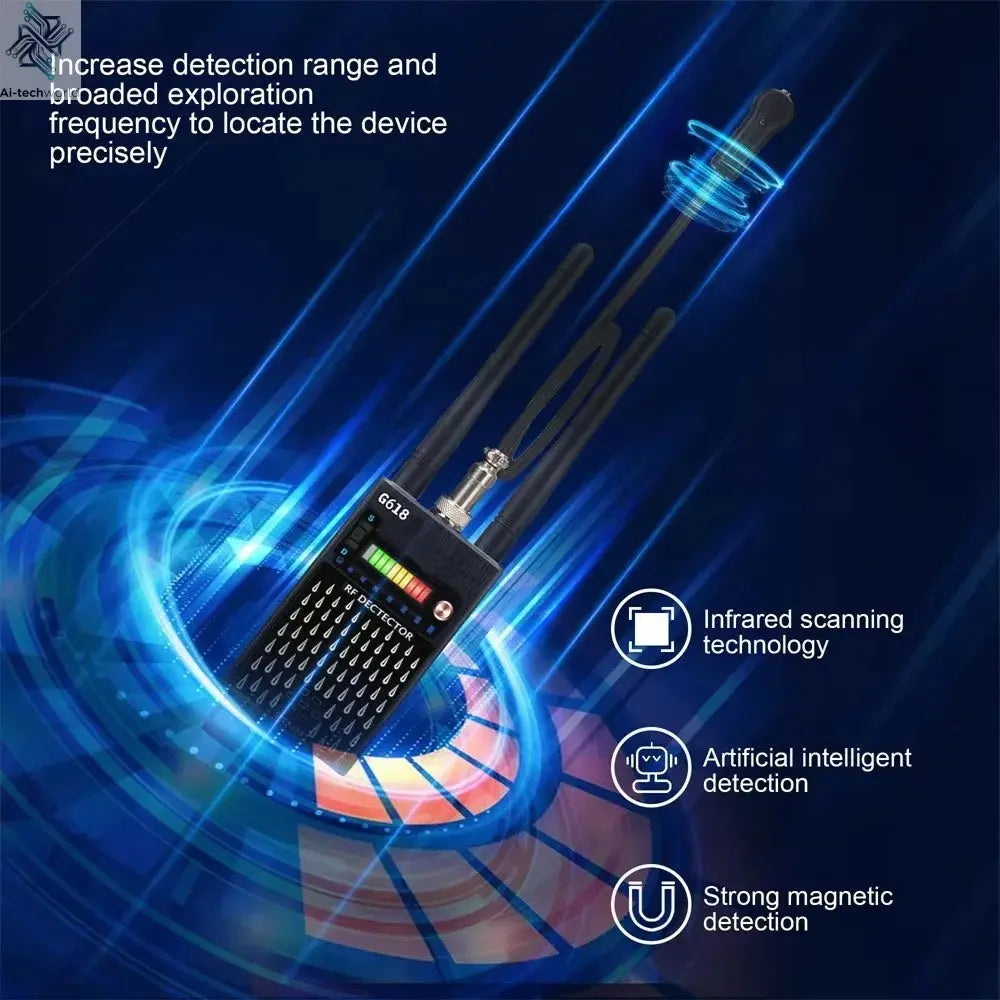 G618W G618 G318 Super Sensitive Detector Audio Buging Hidden Spy Camera Detector GSM GPS Full Range RF Laser Bug Zapper Detector Ai-TechWorld 