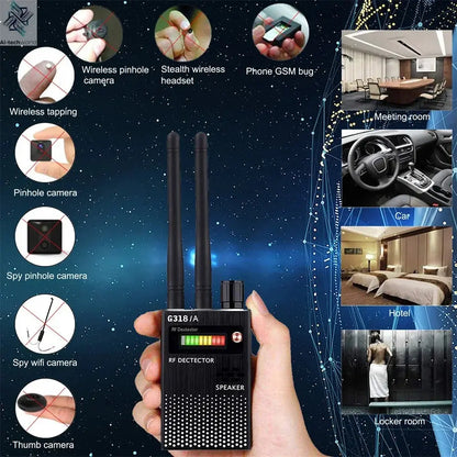 G618W G618 G318 Super Sensitive Detector Audio Buging Hidden Spy Camera Detector GSM GPS Full Range RF Laser Bug Zapper Detector Ai-TechWorld 