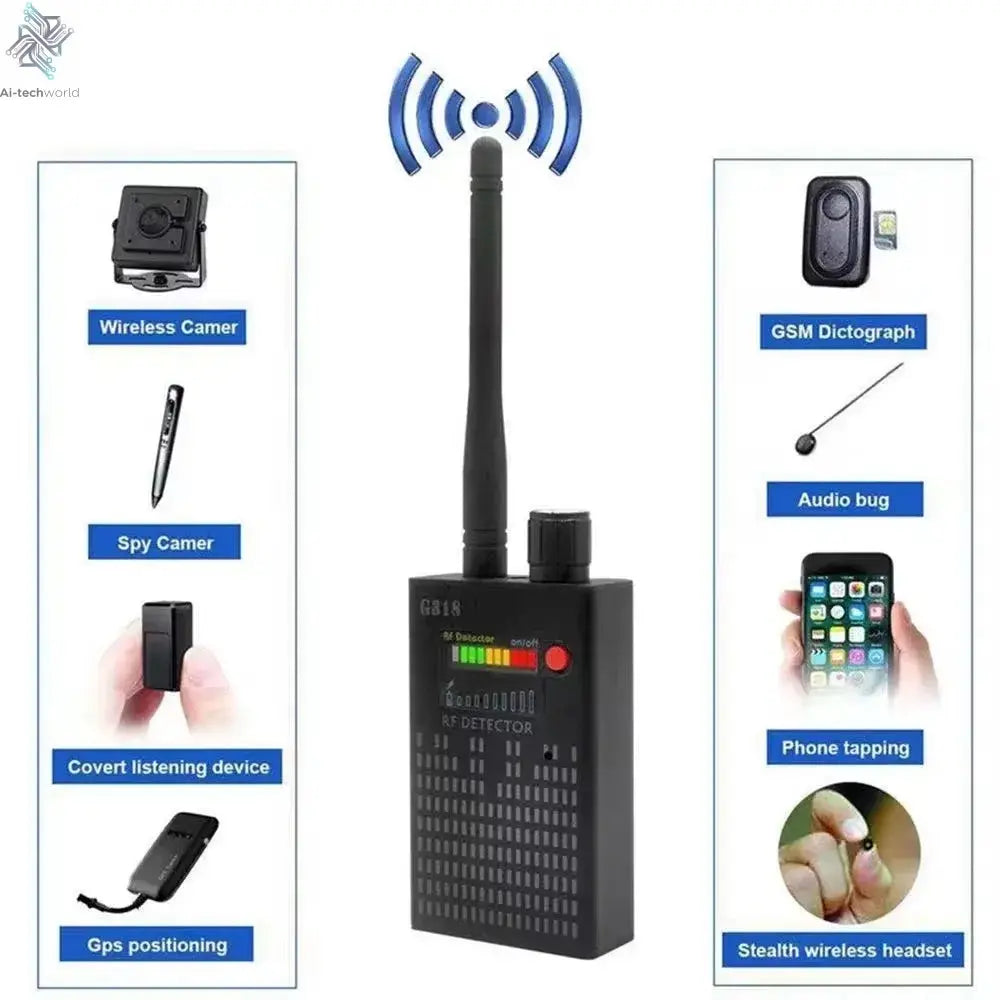 G618W G618 G318 Super Sensitive Detector Audio Buging Hidden Spy Camera Detector GSM GPS Full Range RF Laser Bug Zapper Detector Ai-TechWorld 