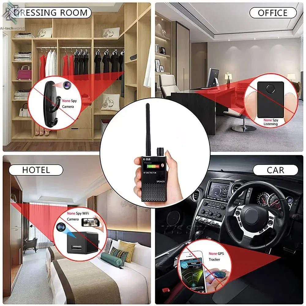 G618W G618 G318 Super Sensitive Detector Audio Buging Hidden Spy Camera Detector GSM GPS Full Range RF Laser Bug Zapper Detector Ai-TechWorld 