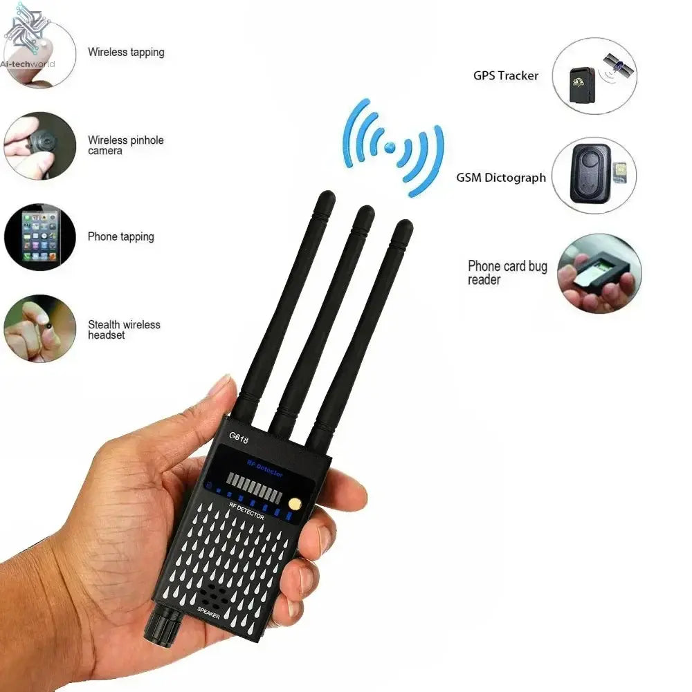 G618W G618 G318 Super Sensitive Detector Audio Buging Hidden Spy Camera Detector GSM GPS Full Range RF Laser Bug Zapper Detector Ai-TechWorld 