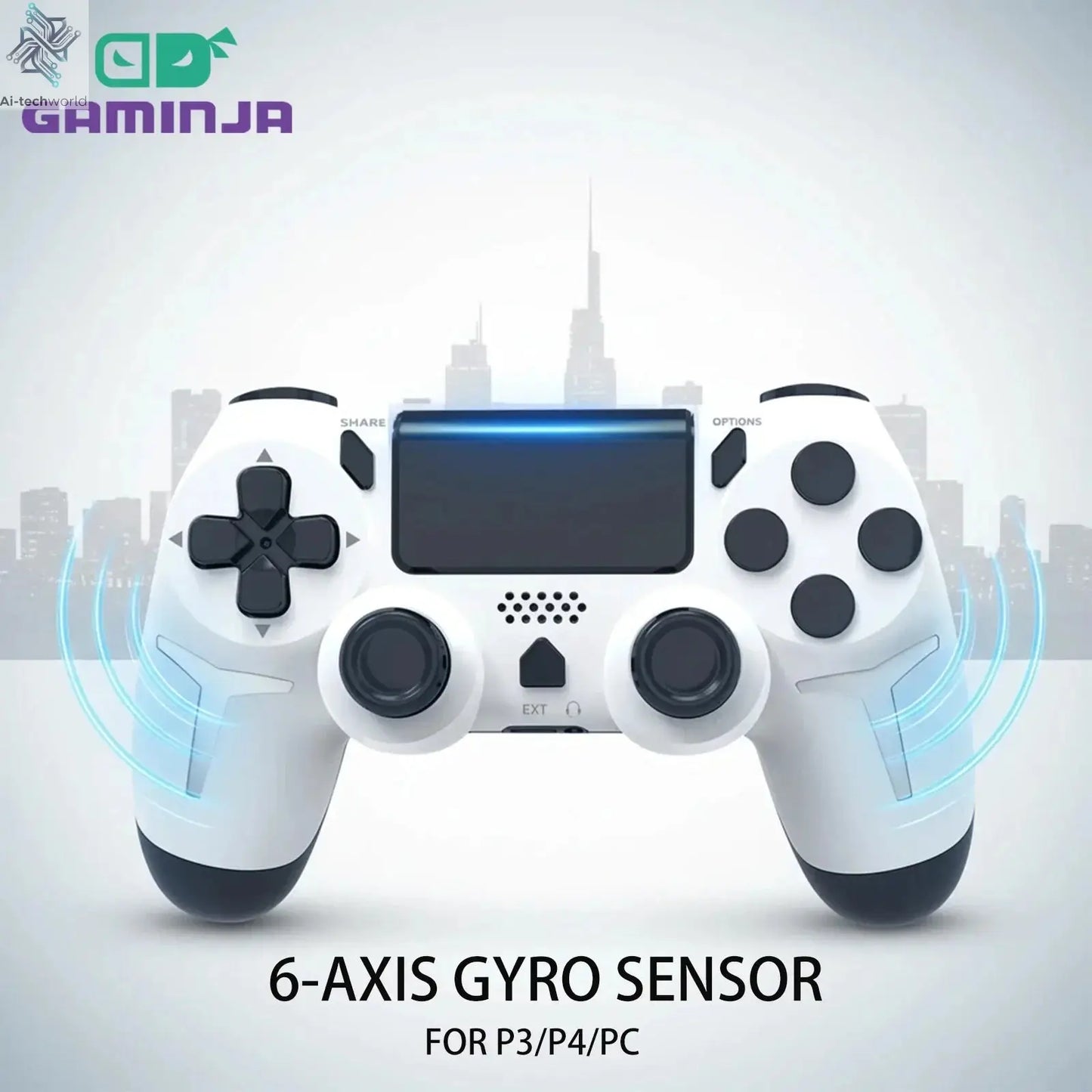 GAMINJA 6-axis Gyroscope Dual Vibration With touch pad Wireless Gamepad Bluetooth Controller For PS4 PS3 Console Computer PC Ai-TechWorld 