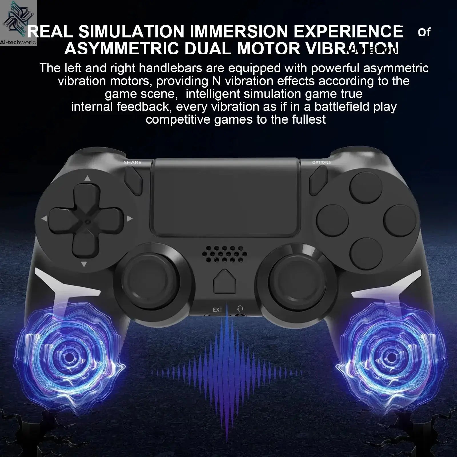 GAMINJA 6-axis Gyroscope Dual Vibration With touch pad Wireless Gamepad Bluetooth Controller For PS4 PS3 Console Computer PC Ai-TechWorld 