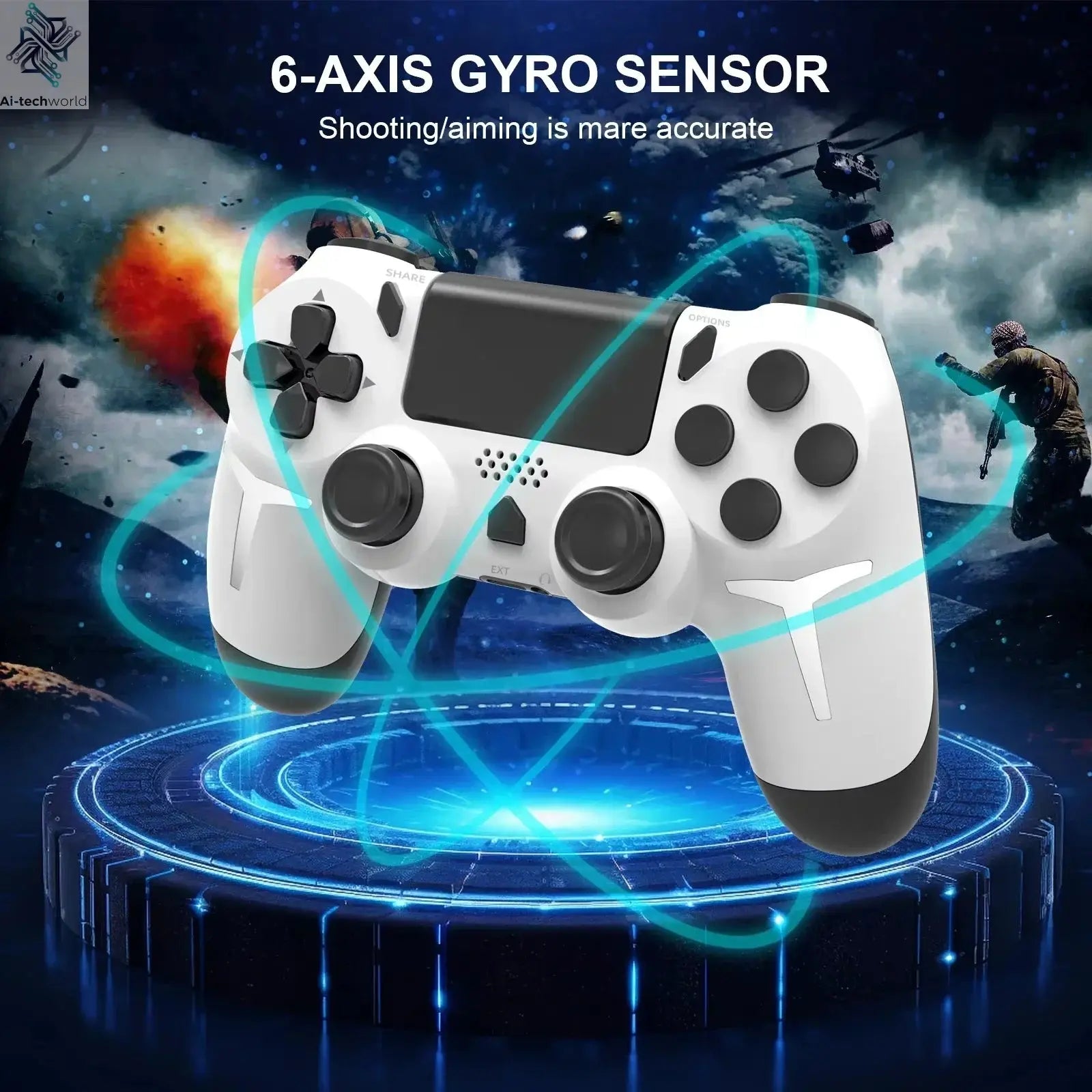 GAMINJA 6-axis Gyroscope Dual Vibration With touch pad Wireless Gamepad Bluetooth Controller For PS4 PS3 Console Computer PC Ai-TechWorld 