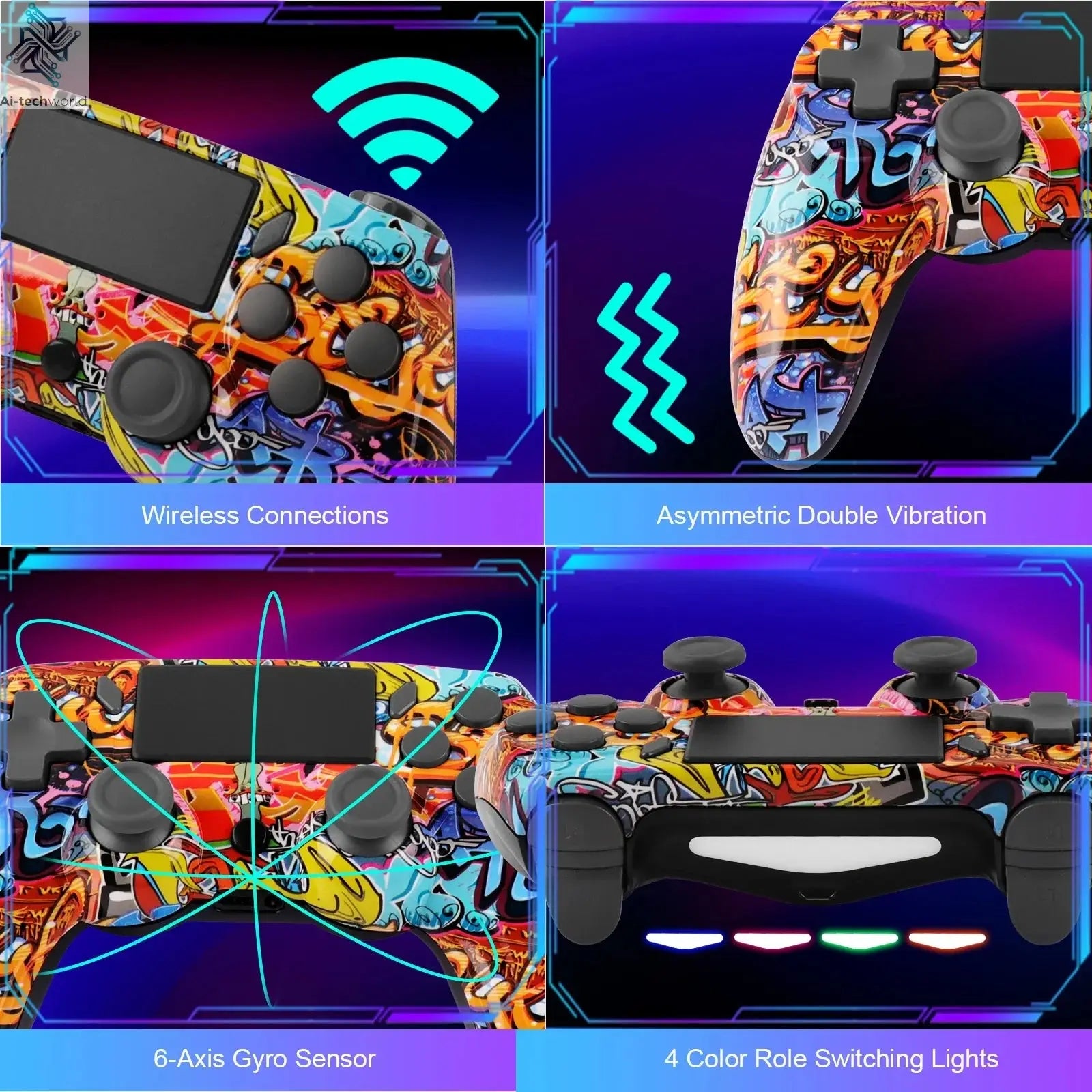 GAMINJA P47 Wireless Bluetooth Controller Gamepad With 6-axis Gyroscope PC Joystick touchpad Dual Vibration For PS4 PC Wins 7 8 Ai-TechWorld 